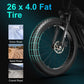 Goldoro Electric Bike 26" X8 Aluminum Alloy Snowmobile,Fat Tire 500W/48V, MAX 31 MPH, 7 speed