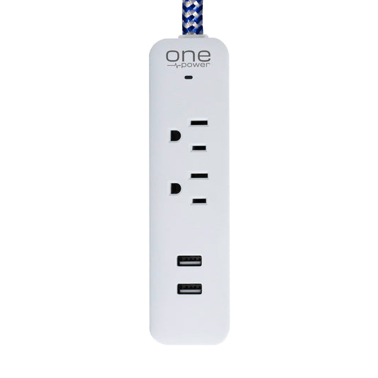 2 Outlet, 2 USB-A Surge Protector Power Strip with Braided Cable -300 Joules Protection- (OPSS221) freeshipping - One Products