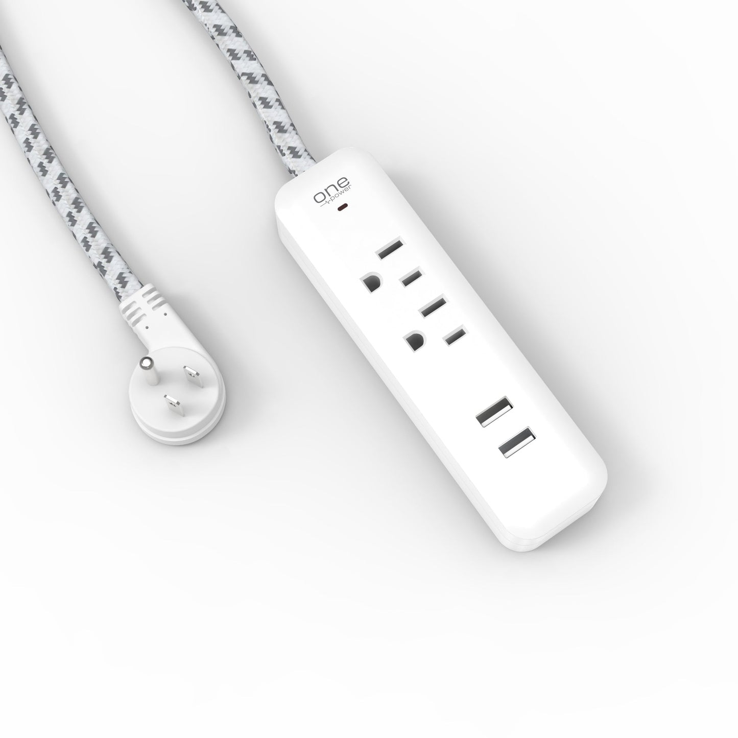 2 Outlet, 2 USB-A Surge Protector Power Strip with Braided Cable -300 Joules Protection- (OPSS221) freeshipping - One Products