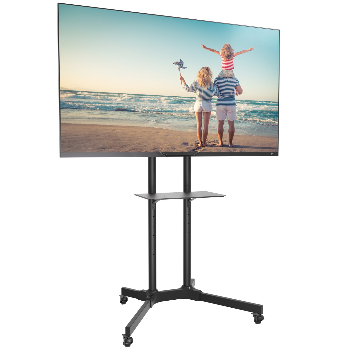 ProMount Rolling TV Stand with Mount and Adjustable Shelf for 32"-72" TVs, holds up to 110lbs (AFCS6402-02)