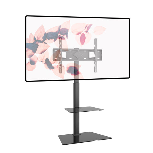 ProMounts TV Floor Stand Mount for 37" to 72" TVs with Height Adjustable Shelf and 25° Swivel (AFMSS6402-X2)