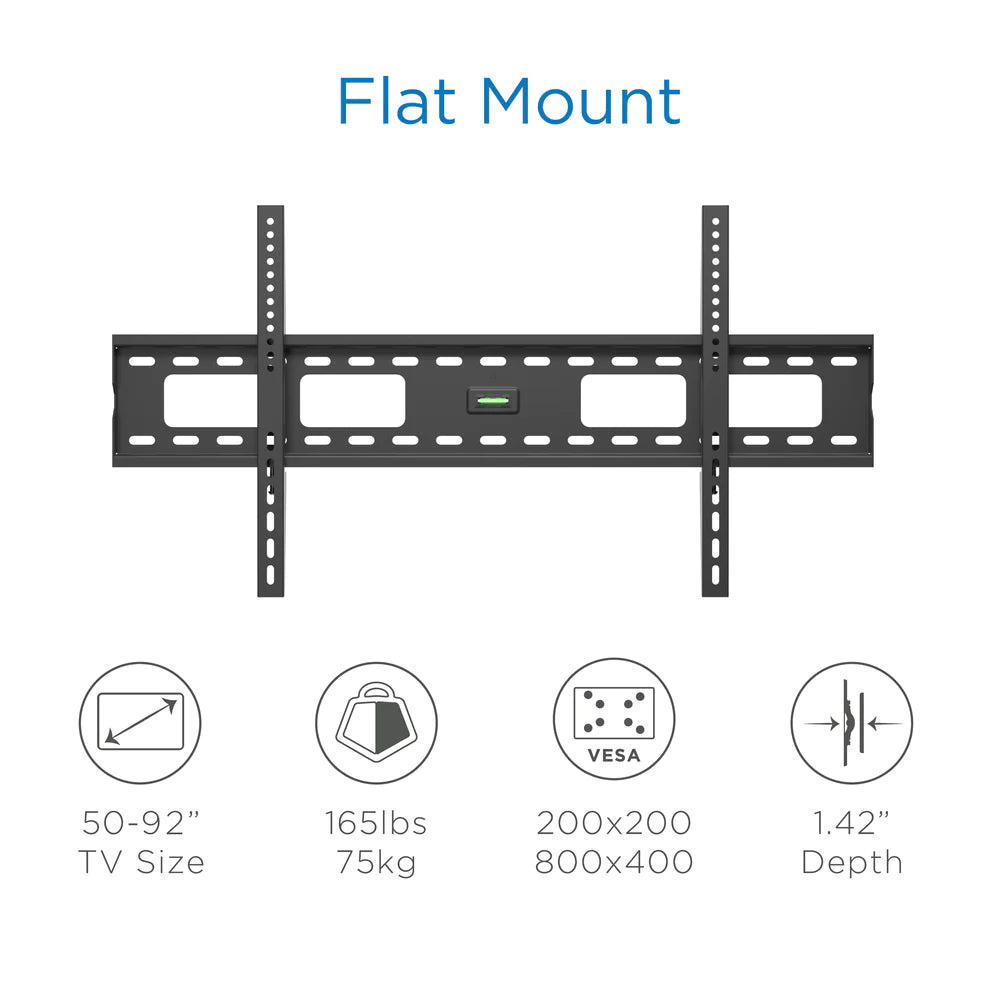 ProMounts Flat / Fixed TV Wall Mount for 50" to 92" TVs, Holds up to 165lbs (FF84)