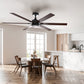 ProMounts 60 in. WIFI 6-Blade Smart Ceiling Fan with Reversible Motor, 6 Speeds and 3 Color Temperatures, App Control, Walnut