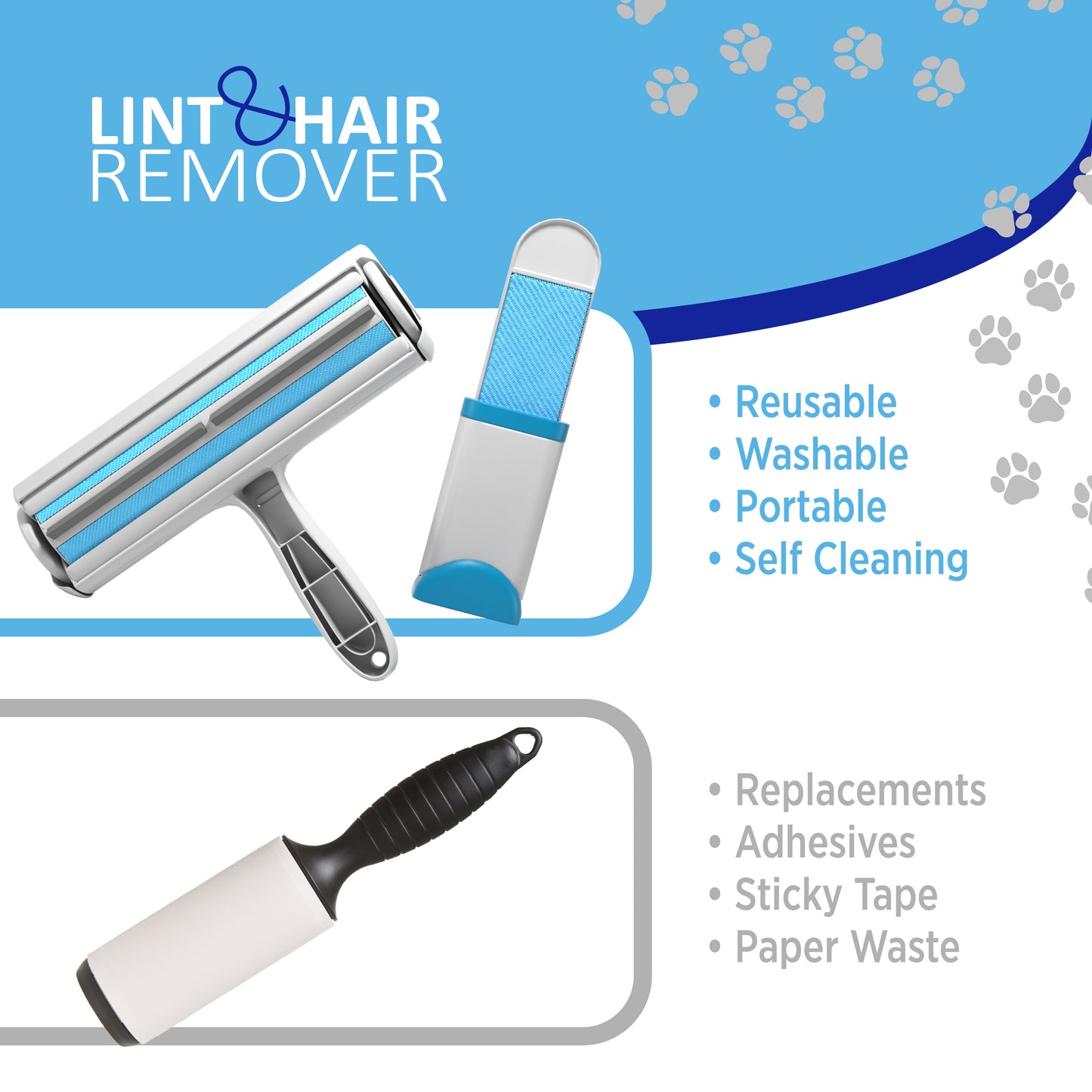 ONE Products Reusable Pet Hair Remover Combo Pack, Dog & Cat Fur Remover for Clothes, Carpet & Couch, Multi-Surface Lint & Hair Remover, No Sticky Tape Needed, Travel Pet Hair Removal Brush