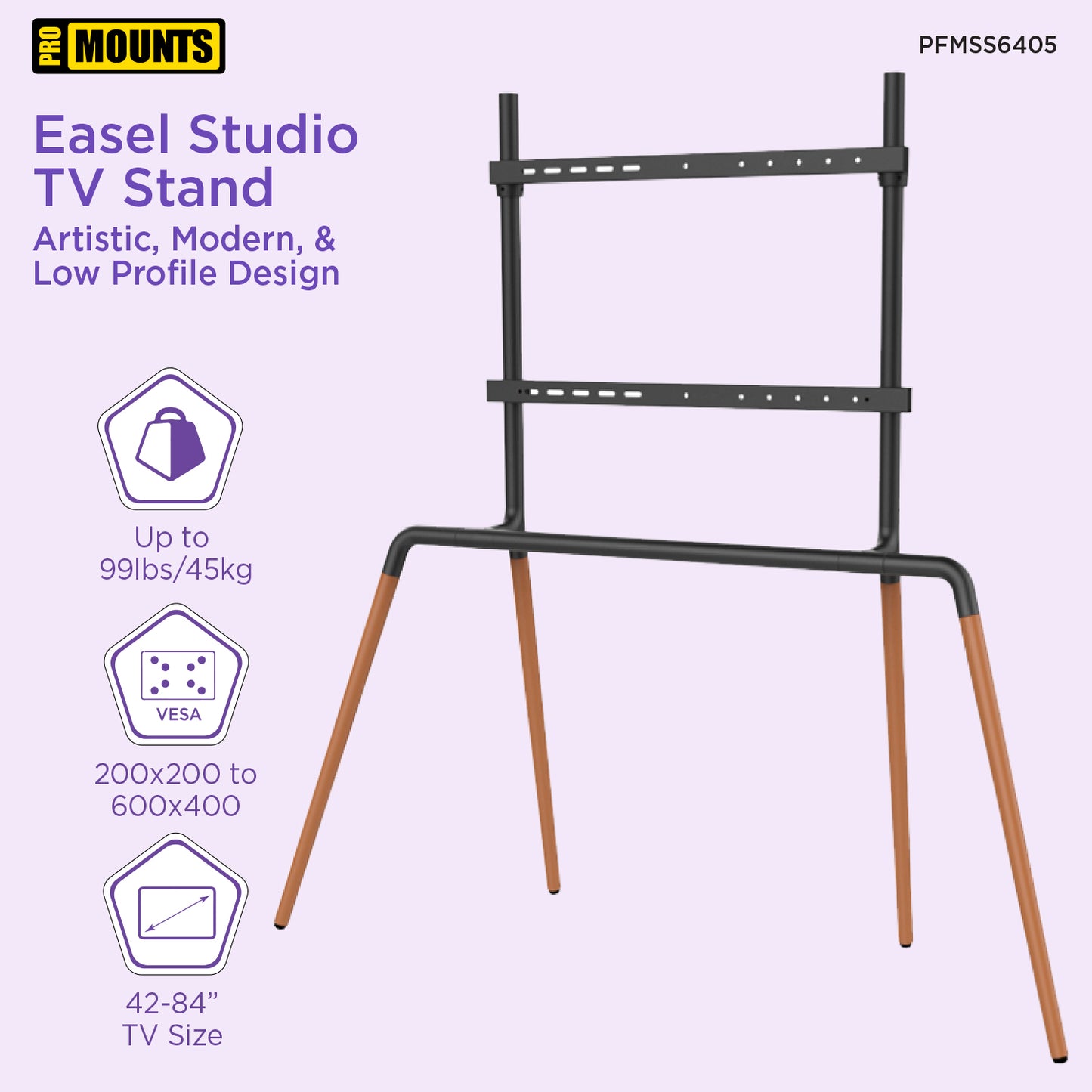 ProMounts Easel TV Stand Mount for 42"-84" TVs And Holds Up To 99Lbs