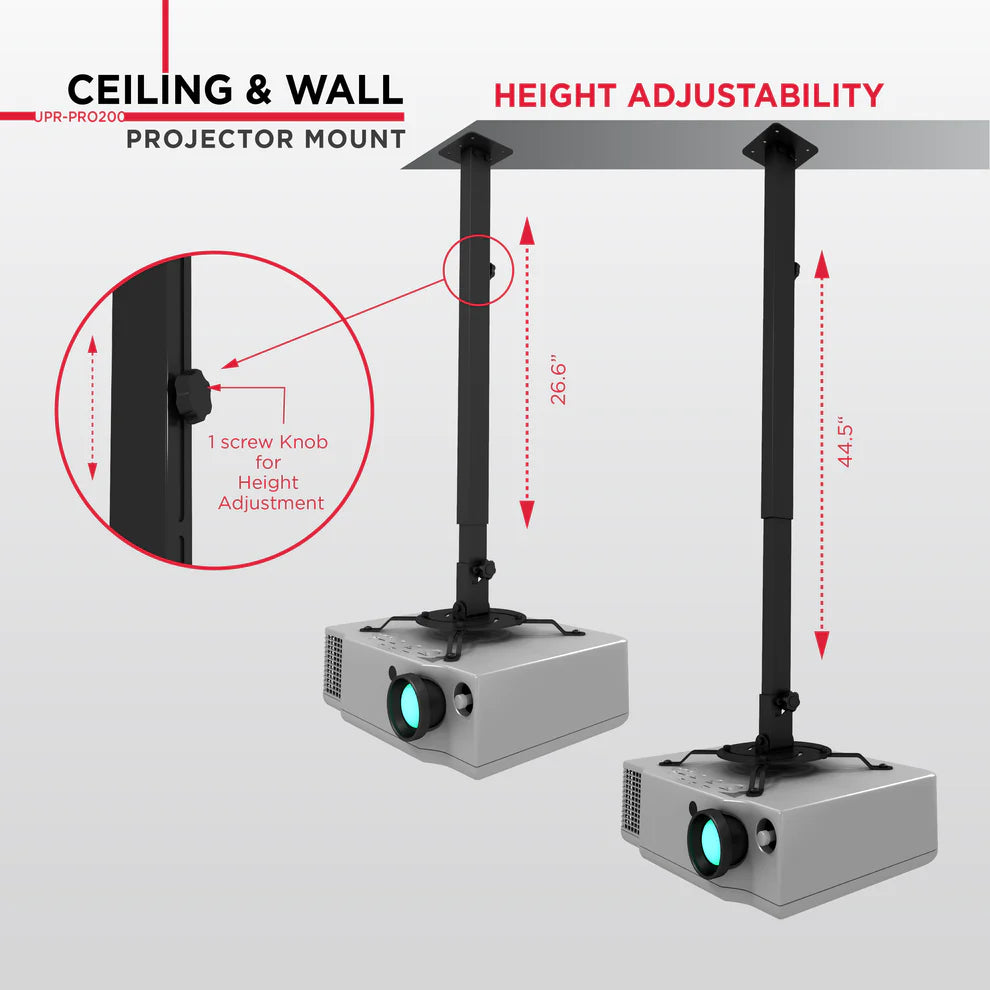 ProMounts Extendable Ceiling Projector Mount Holds up to 132lbs (UPR-PRO200)