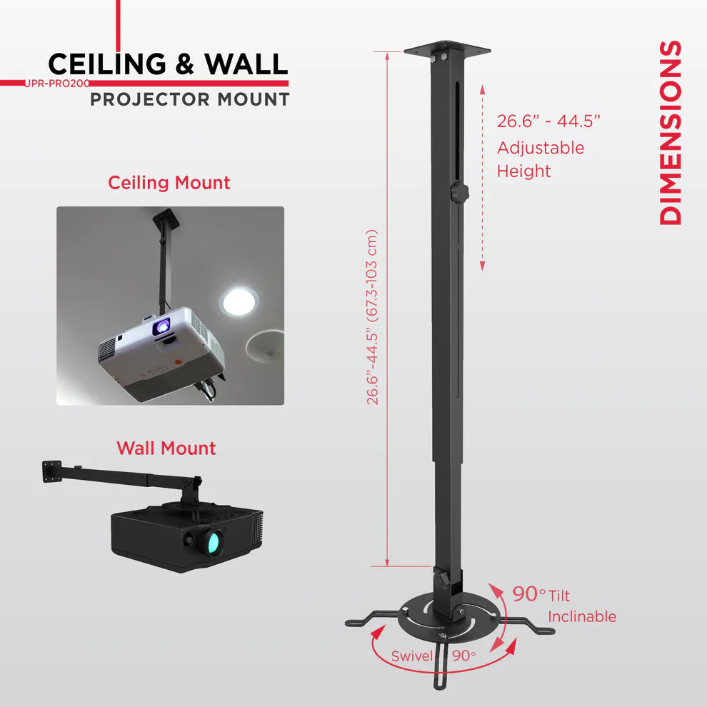 ProMounts Extendable Ceiling Projector Mount Holds up to 132lbs (UPR-PRO200)