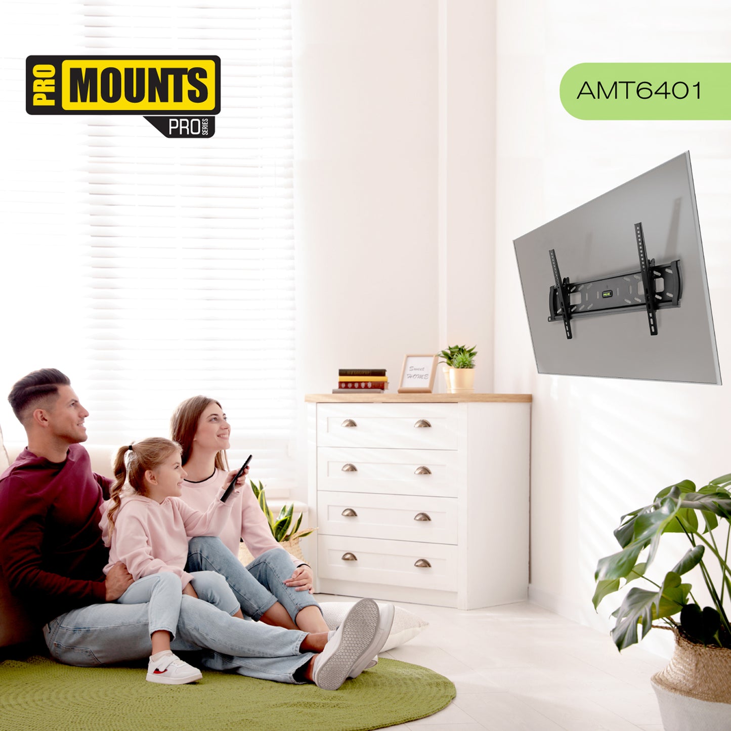 ProMounts Tilting TV Wall Mount for 40" to 75" TVs Holds up to 150Ibs (AMT6401)