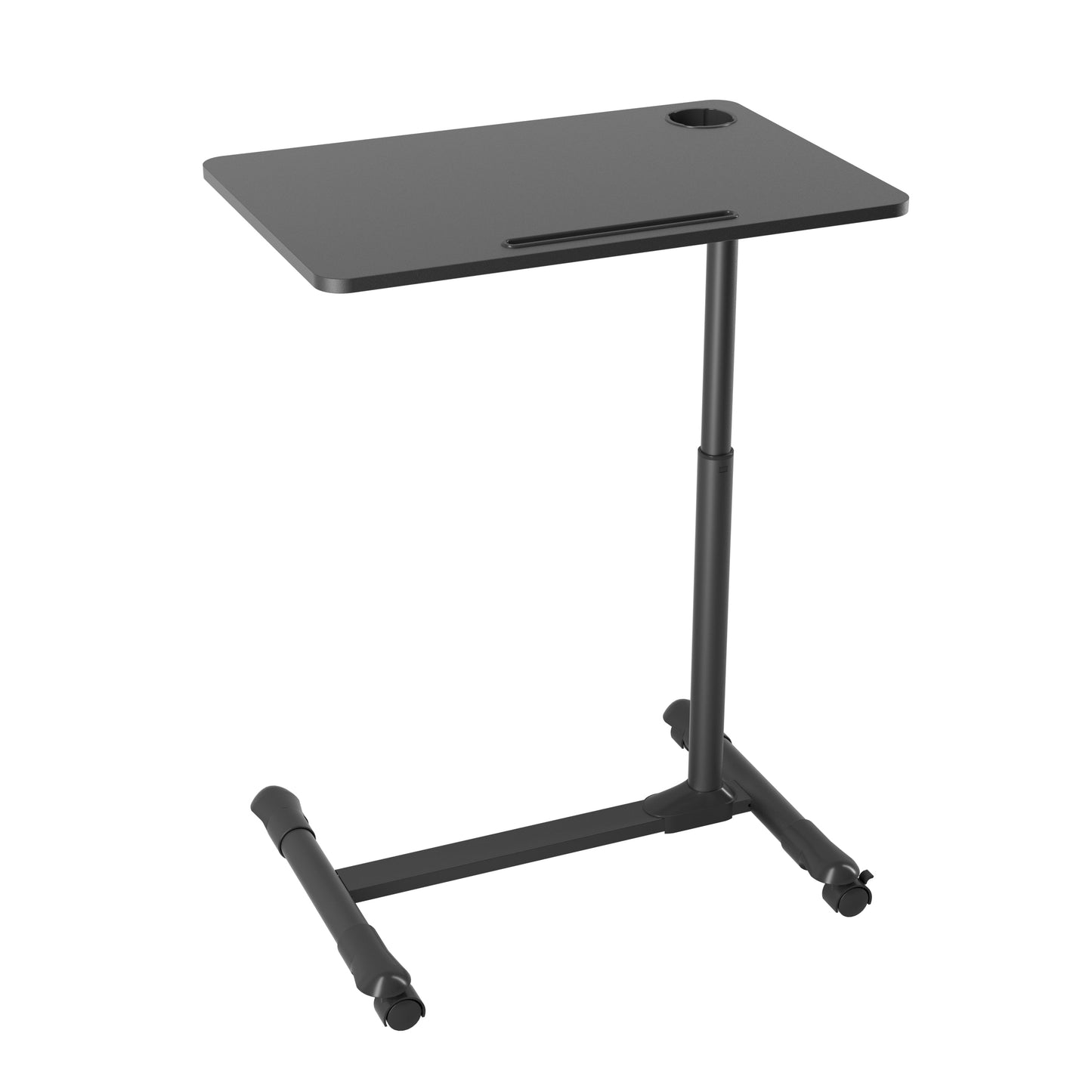 ProMounts Mobile Desk Workstation, Rolling Computer Desk with Built-in Cable Management, Laptop Stand on Wheels for School and Office, Mobile Laptop Cart Holds up to 11lbs (Black)