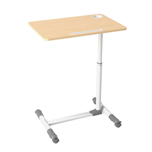ProMounts Mobile Desk Workstation with Keyboard Tray, Rolling Computer Desk with Built-in Cable Management, Laptop Stand on Wheels for School and Office, Mobile Laptop Cart Holds up to 11lbs (White)