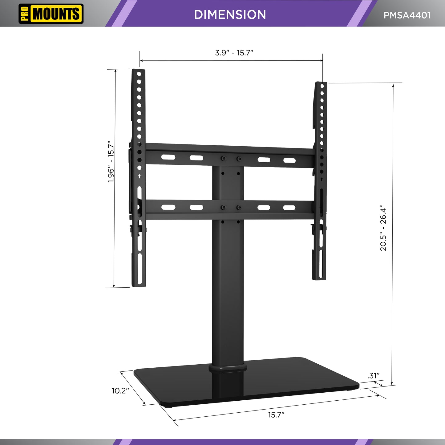 ProMounts Tabletop TV Stand Mount for 37"-65 TVs Holds up to 88lbs (PMSA4401)