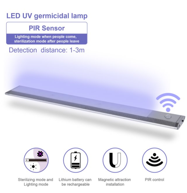 ONE Products Under Cabinet Motion Sensor Rechargeable UV Sterilizing Lamp LED Light  (OPLU002-300)