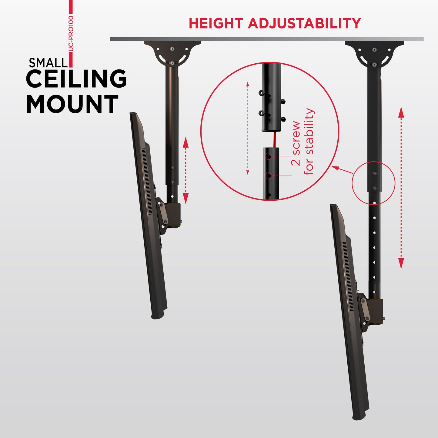 ProMounts Swivel TV Ceiling Mount  for 23" to 42" TVs Holds Up to 110lbs (UC-PRO100)