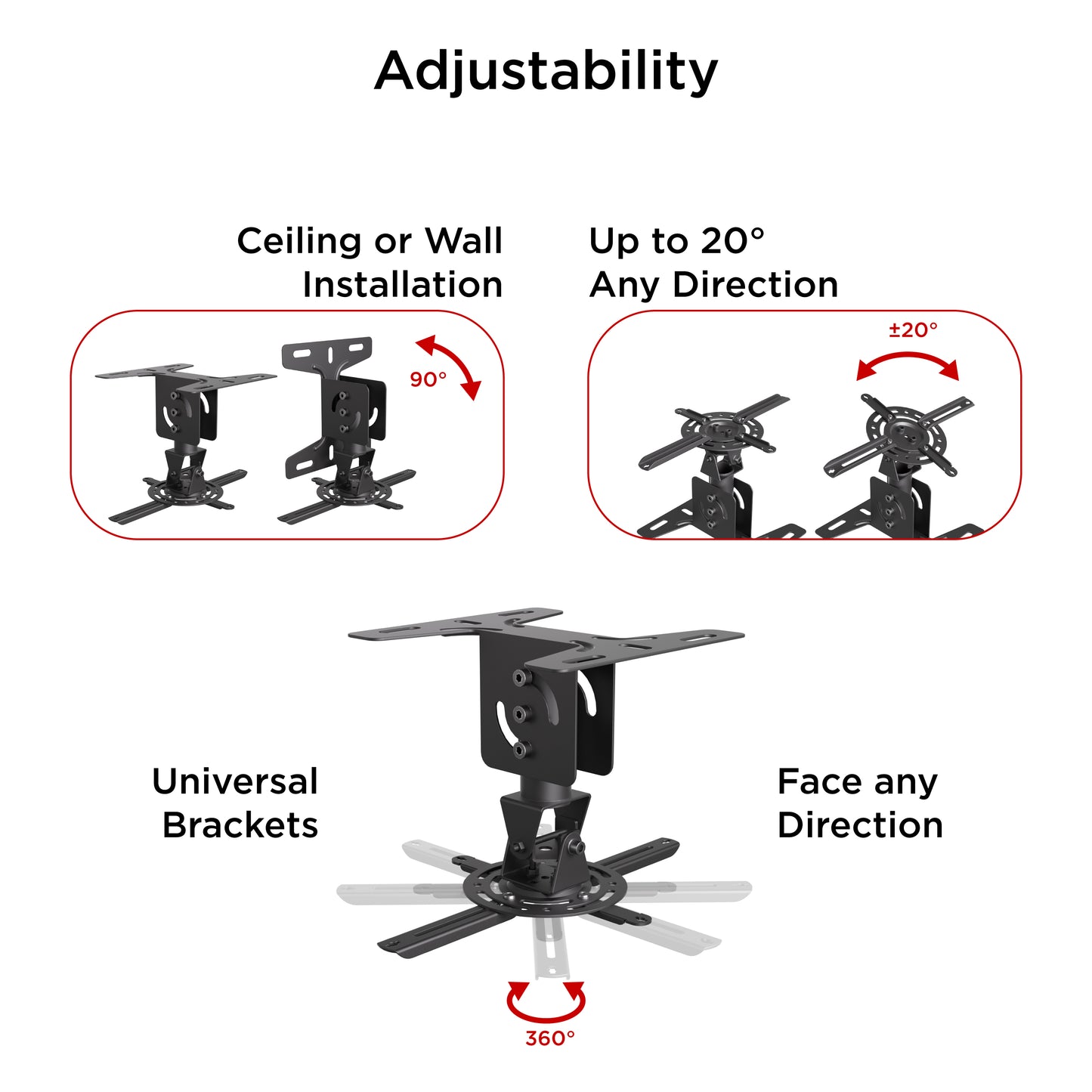 ProMounts Universal Overhead Ceiling Projector Mount, Holds Up to 44lbs (UPR-PRO150)