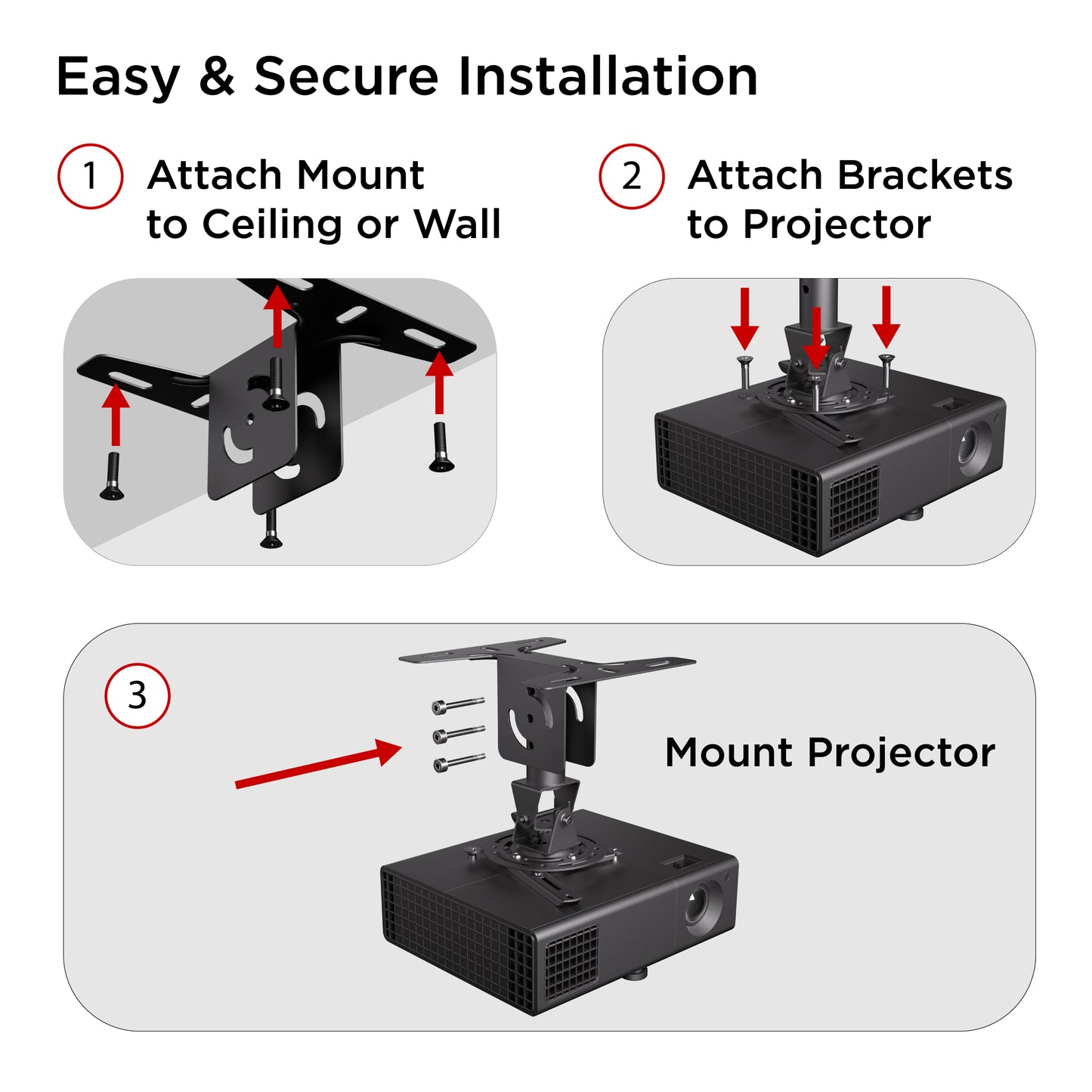 ProMounts Universal Overhead Ceiling Projector Mount, Holds Up to 44lbs (UPR-PRO150)